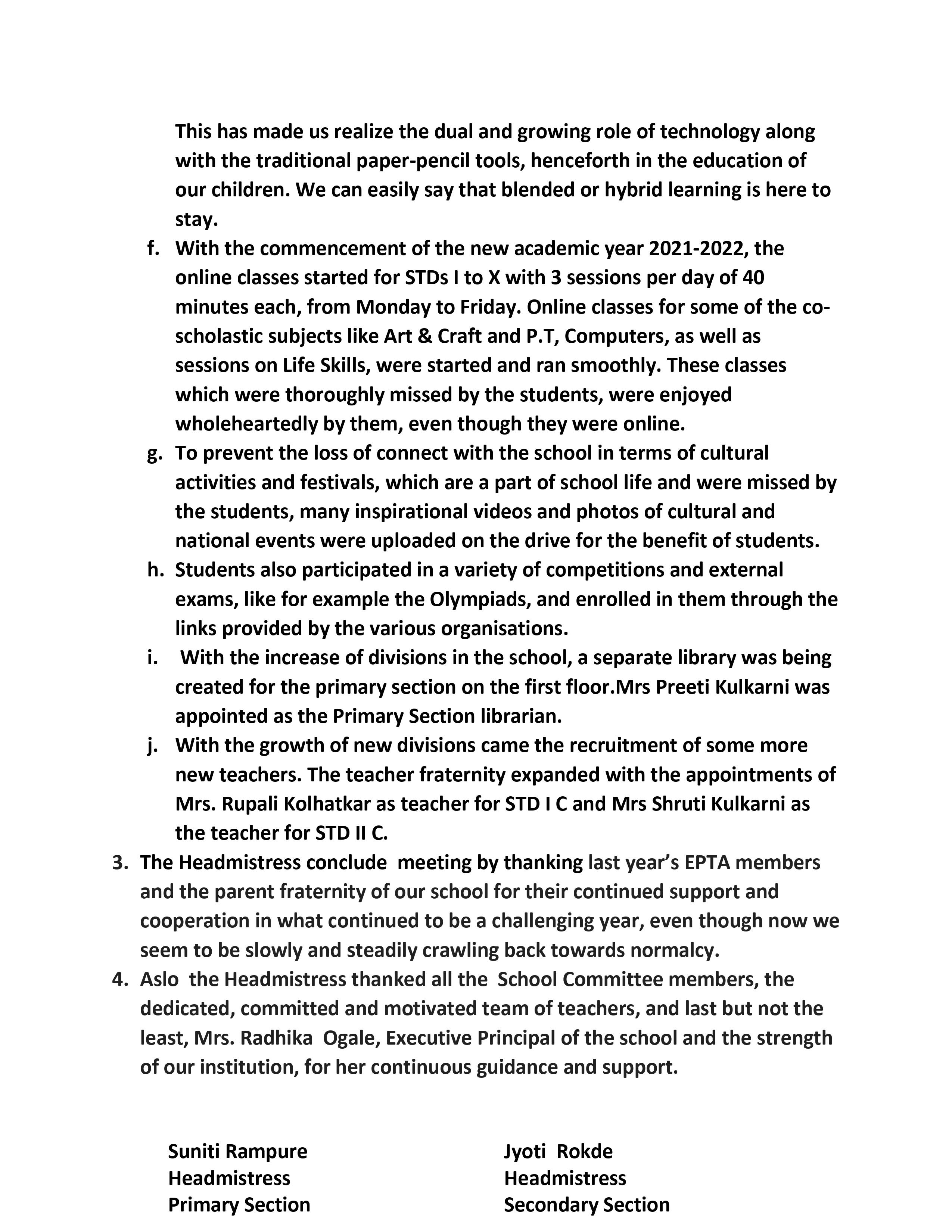 Minutes of the General Body Meeting Primary