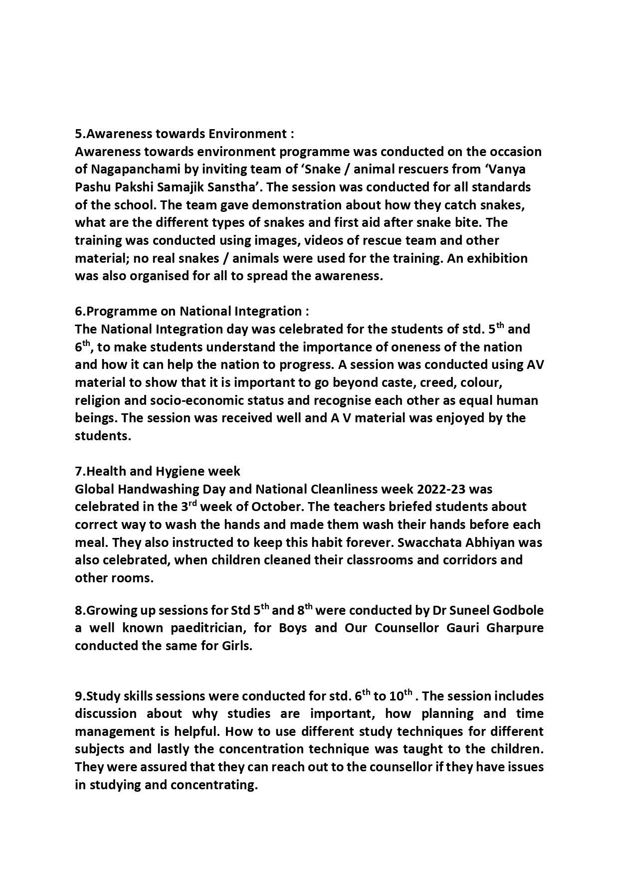 Minutes of General Body Meeting Std. V to VII & Std. VIII to X