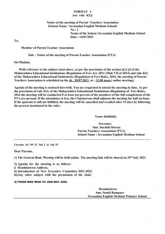 Circular Ad-10-21 GENERAL BODY MEETING  2021-2022 ( Secondary ) 