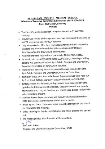 Minutes of Formation of Executive Committee 2024-2025