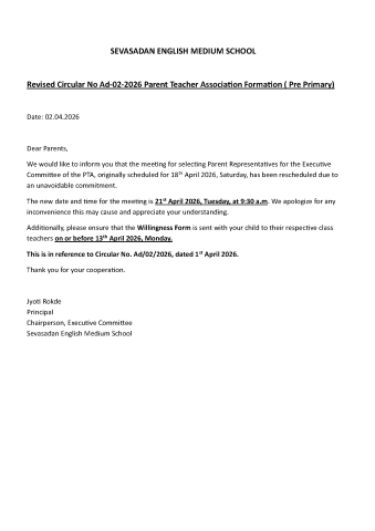 Revised Circular No Ad-02-2026 Parent Teacher Association Formation ( Pre Primary)